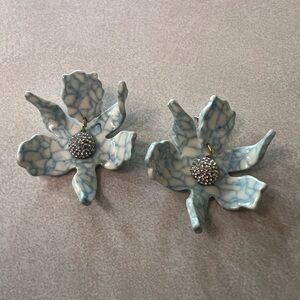 Lele Sadoughi Blue and White Cascading Earrings